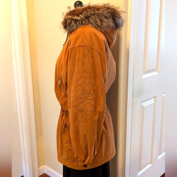 Bogner Hooded Ski Jacket Faux Suede - Picture 6 of 11